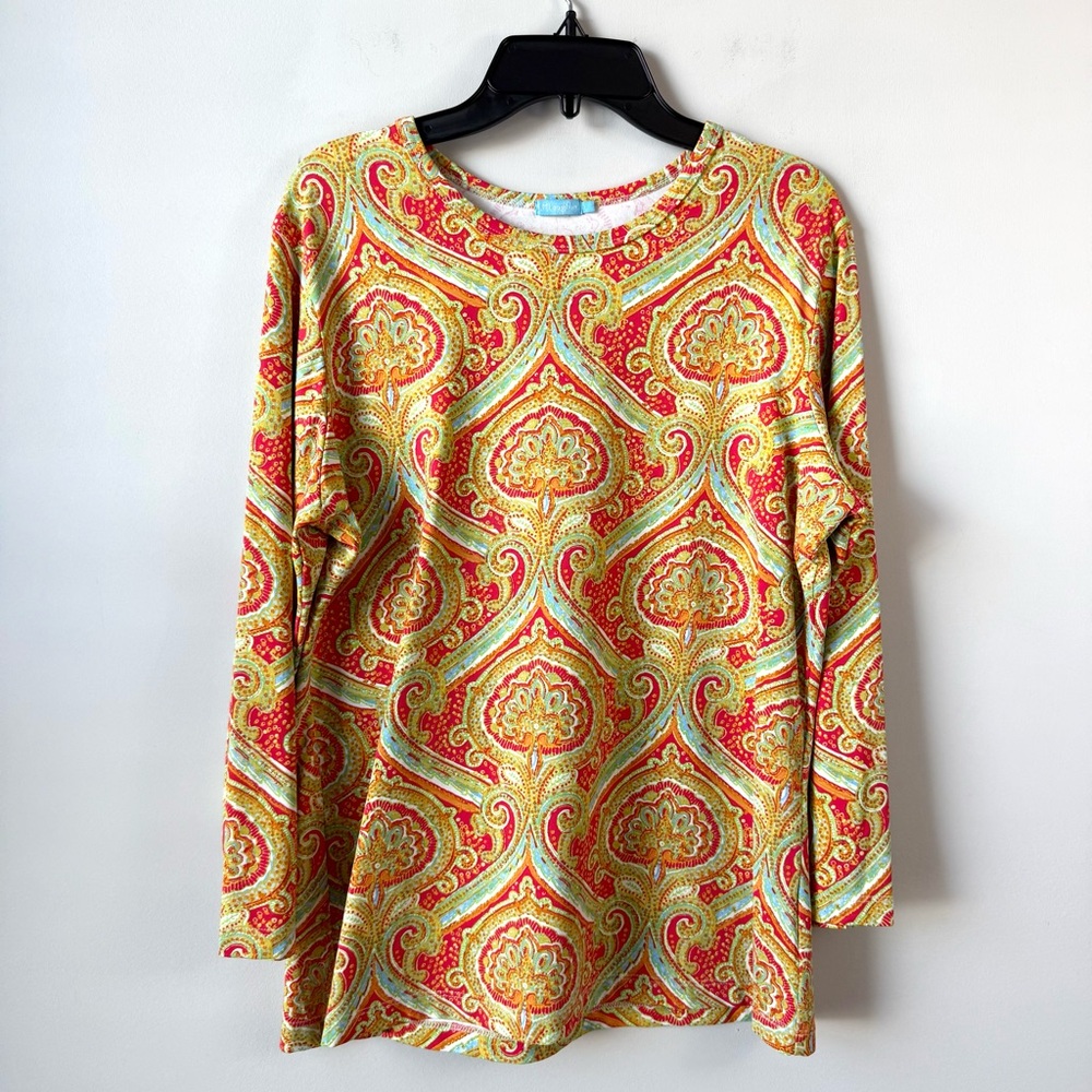 J. McLaughlin Catalina‎ Cloth Damask Print Top L Multicolor
